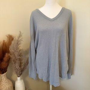 Dusty blue waffle top